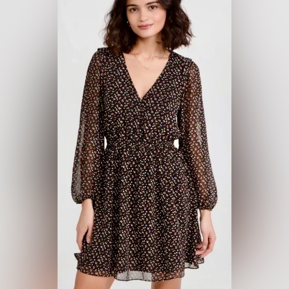 Madewell (Re)sourced Georgette Button-Front Mini Dress in Adorable Ditsy Floral